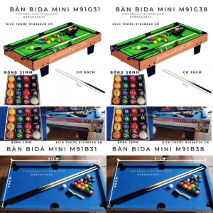 Bàn bida mini M91 G/B 31/38mm giá rẻ cao cấp kích thước 91x46x20cm billiard