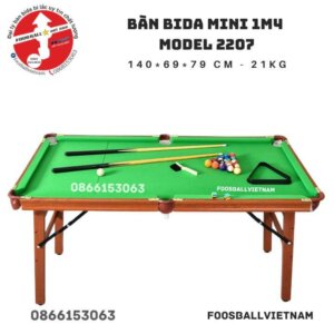 Bàn bida mini 1m4 Model 2207 giá rẻ, chân gập gọn, bi sứ, vải nỉ